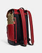 COACH®,TRACK BACKPACK IN COLORBLOCK SIGNATURE CANVAS WITH COACH STAMP,X-Large,Black Antique Nickel/1941 Red/Khaki Multi,Angle View