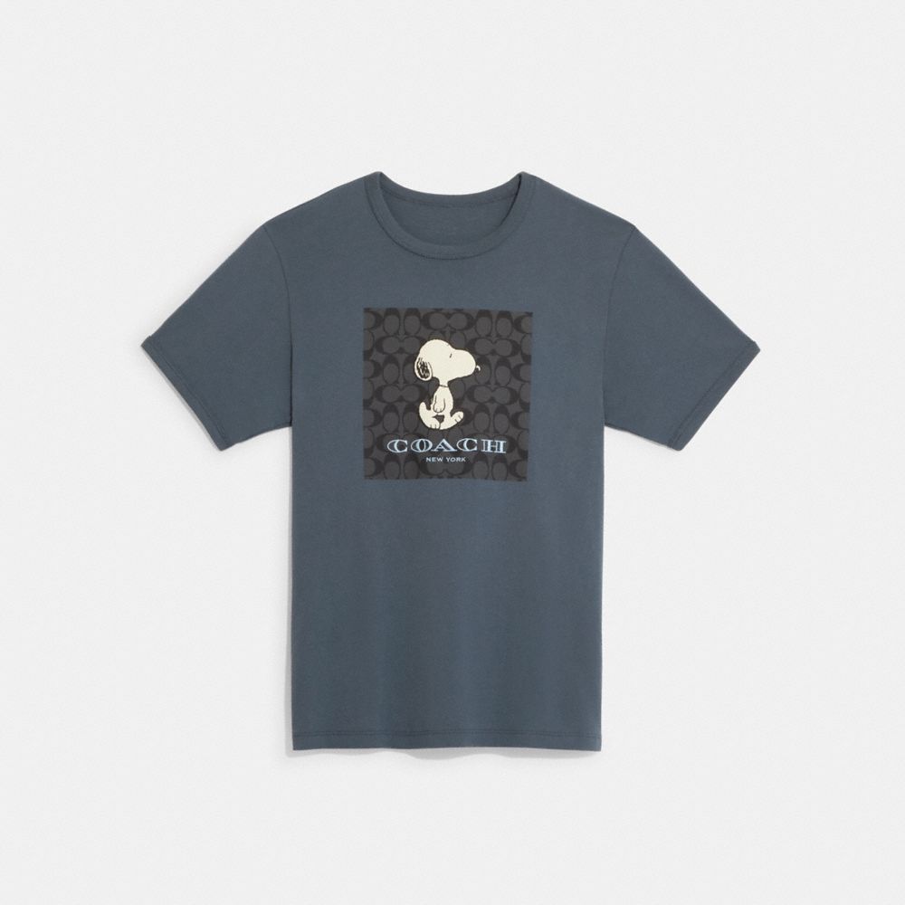 COACH®,COACH X PEANUTS SIGNATURE SNOOPY T-SHIRT,Navy,Front View