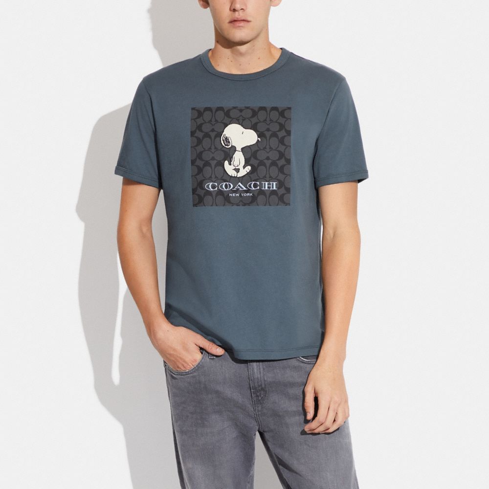 COACH®,COACH X PEANUTS SIGNATURE SNOOPY T-SHIRT,Navy,Scale View