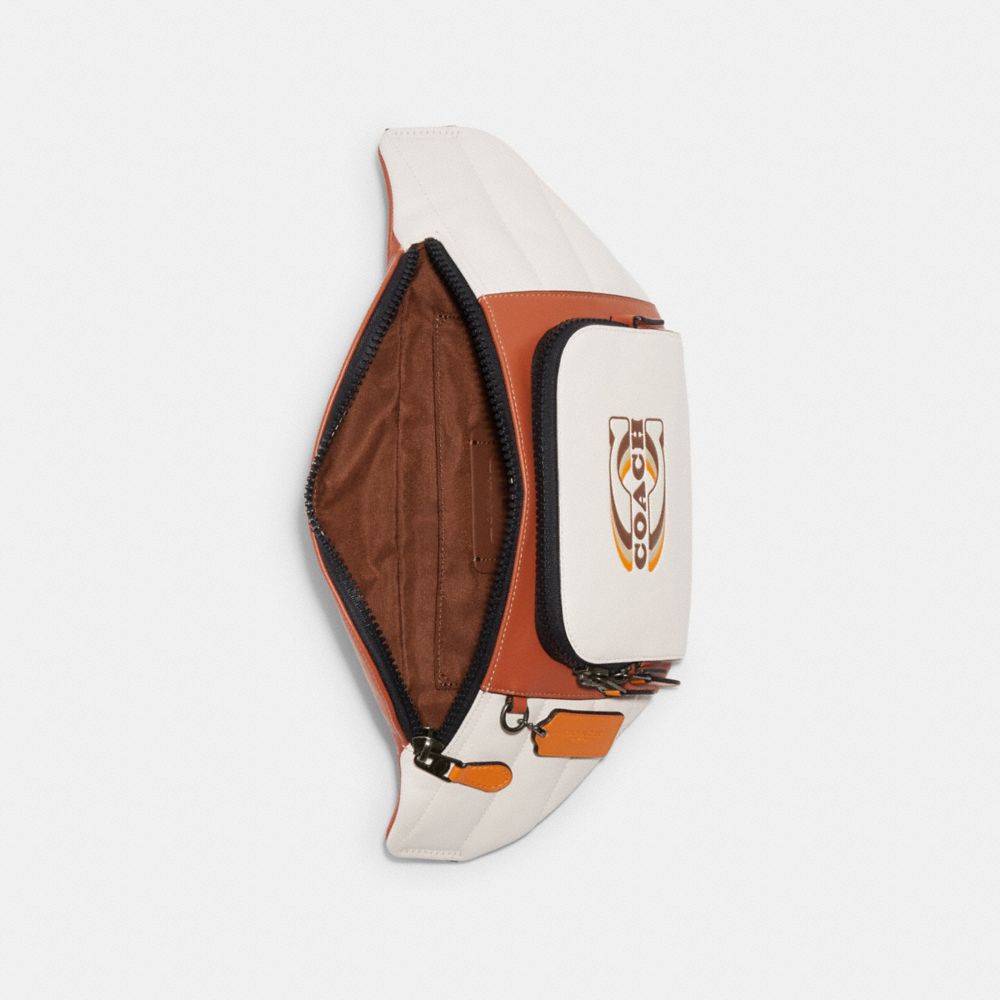 COACH®,Track Belt Bag With Quilting And Coach Stamp,,Inside View,Top View