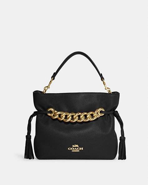 COACH®,ANDY CROSSBODY,Pebbled Leather,Medium,Gold/Black,Front View