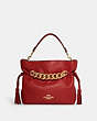 COACH®,ANDY CROSSBODY,Pebbled Leather,Medium,Gold/Red Apple,Front View