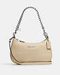 COACH®,TERI SHOULDER BAG,Pebbled Leather,Medium,Silver/Ivory,Front View