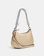 COACH®,TERI SHOULDER BAG,Pebbled Leather,Medium,Silver/Ivory,Angle View