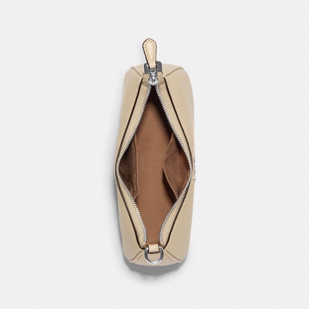 COACH®,PORTÉ-ÉPAULE TERI,Cuir de galets,Argent/Ivoire,Inside View,Top View