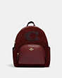 COACH®,COURT BACKPACK WITH COACH MOTIF,Shearling,Large,Gold/Black Cherry,Front View