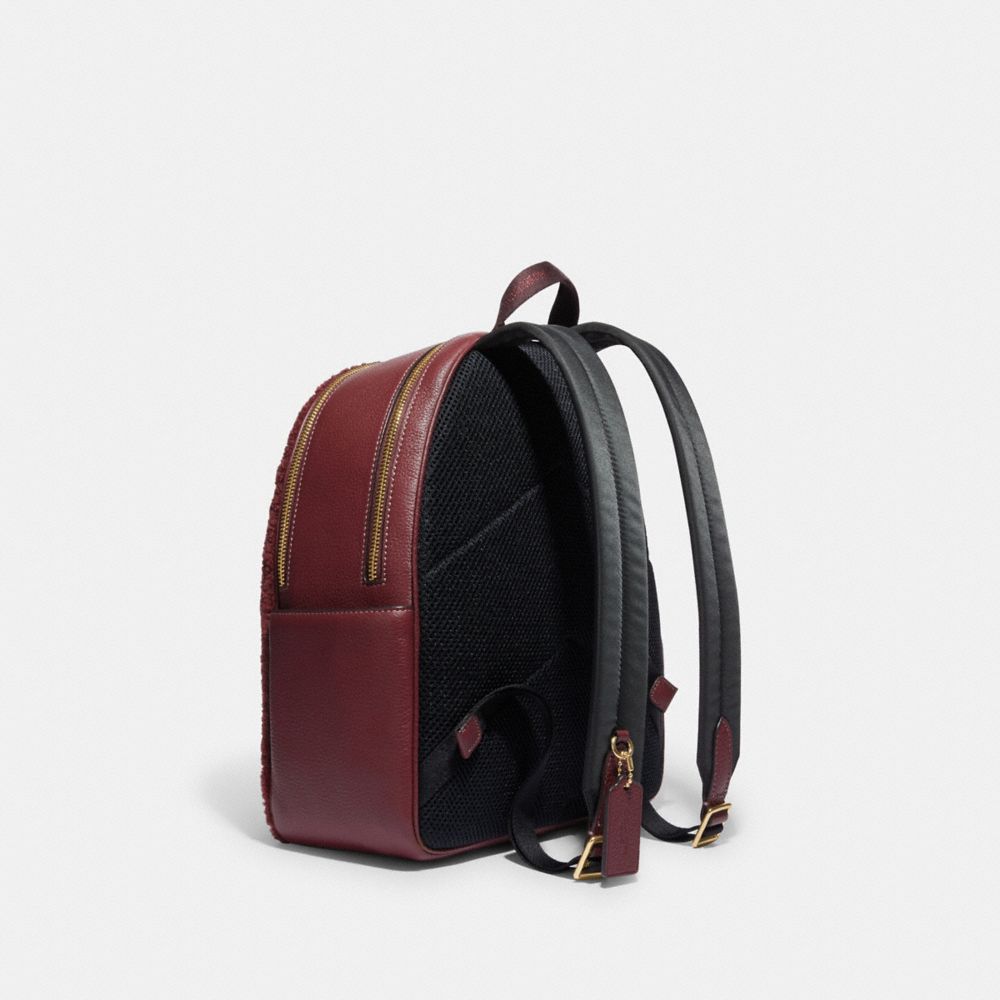 Coach Town Bucket Bag With Stripe Large Cherry Red/Gold in Pebbled Leather  with Gold-tone - US