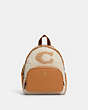 COACH®,MINI COURT BACKPACK WITH COACH MOTIF,Shearling,Medium,Gold/Natural,Front View
