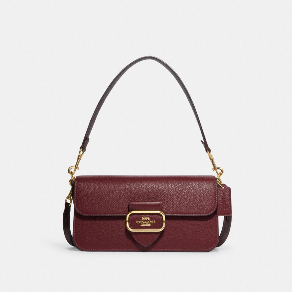 COACH®,MORGAN SHOULDER BAG,Novelty Leather,Medium,Gold/Black Cherry Multi,Front View