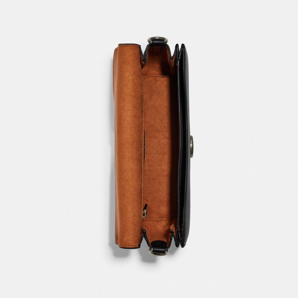 COACH®,MORGAN SHOULDER BAG,Novelty Leather,Medium,Gunmetal/Black Multi,Inside View,Top View