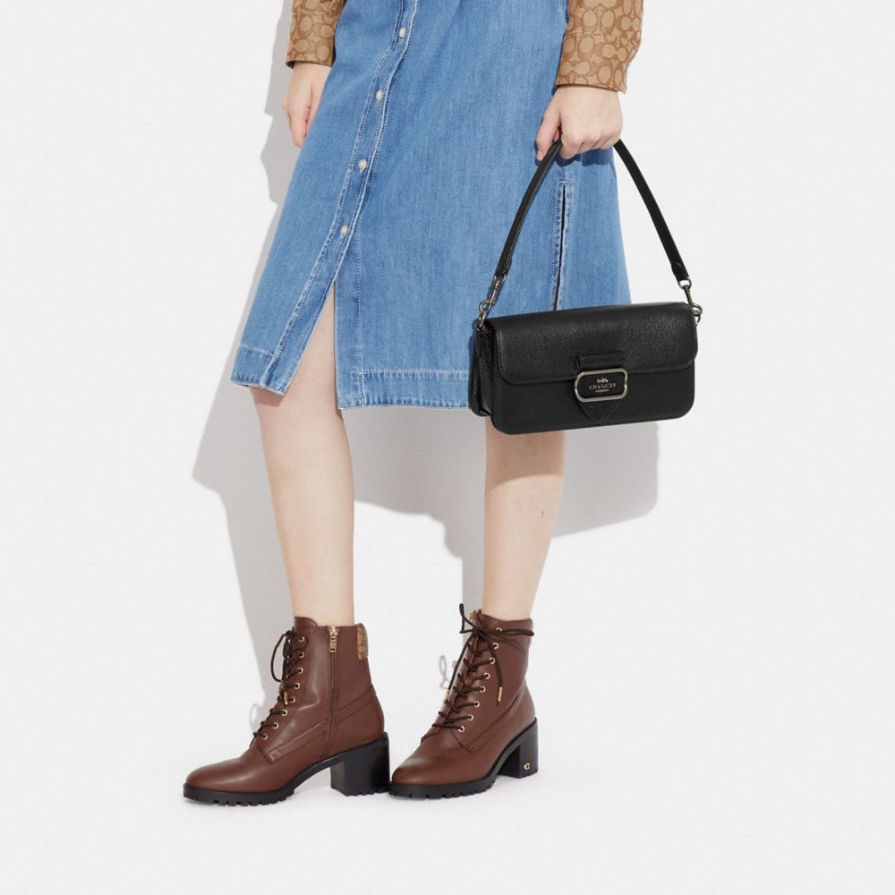 COACH®,Morgan Shoulder Bag,Leather,Shoulder Bag,Silver Metal,Casual,Black,Detail View