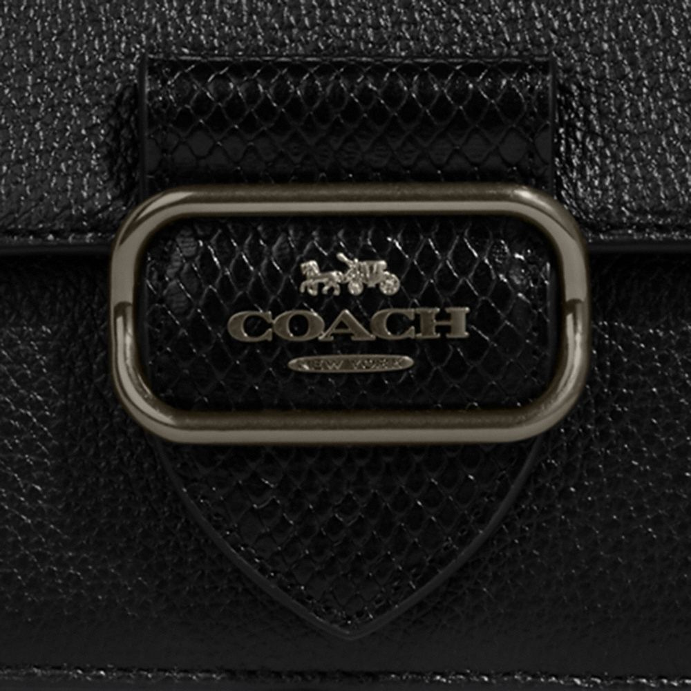 COACH®,Morgan Shoulder Bag,Leather,Shoulder Bag,Silver Metal,Casual,Black,Detail View