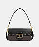 COACH®,MORGAN SHOULDER BAG IN COLORBLOCK SIGNATURE CANVAS WITH RIVETS,Small,Gold/Brown Black Multi,Front View