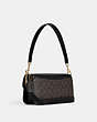 COACH®,MORGAN SHOULDER BAG IN COLORBLOCK SIGNATURE CANVAS WITH RIVETS,Small,Gold/Brown Black Multi,Angle View