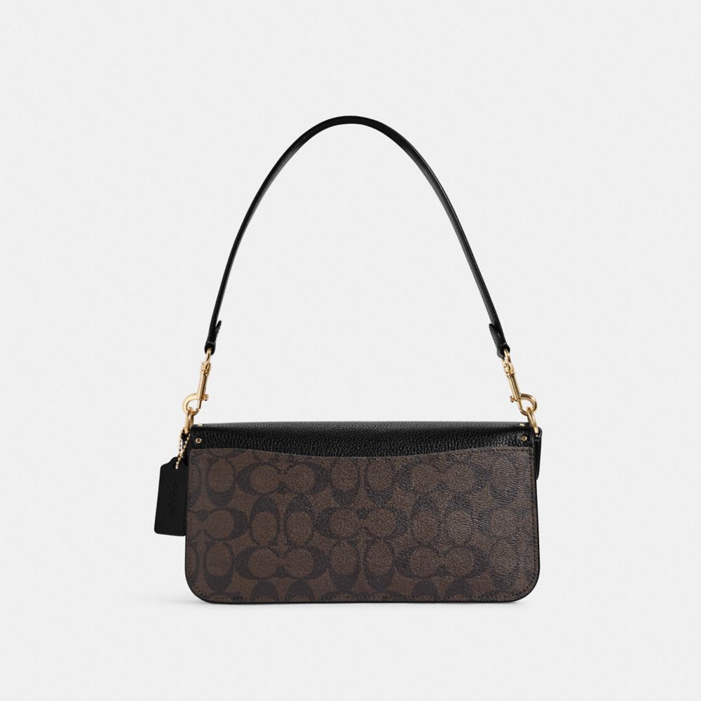 COACH®,SAC ÉPAULE MORGAN CLOUTÉ EN TOILE EXCLUSIVE COLOR-BLOCK,Or/Brun Noir Multi,Back View