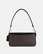 COACH®,MORGAN SHOULDER BAG IN COLORBLOCK SIGNATURE CANVAS WITH RIVETS,Small,Gold/Brown Black Multi,Back View