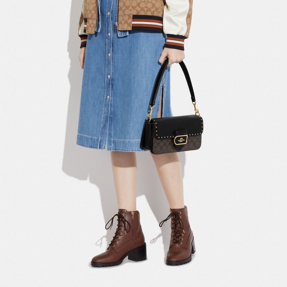 COACH®,Morgan Shoulder Bag In Colorblock Signature Canvas With Rivets,,Detail View