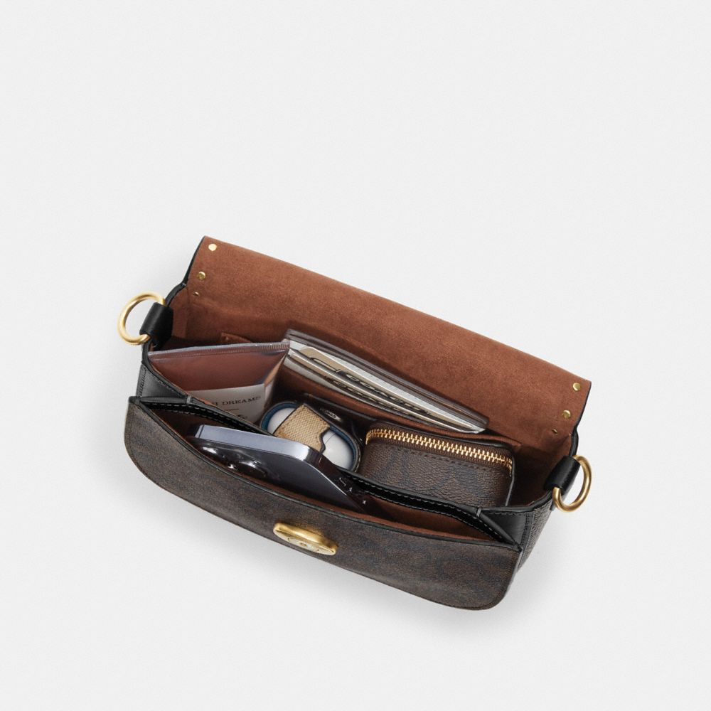 COACH®,Morgan Saddle Bag In Colorblock Signature Canvas With Rivets,,Inside View, Top View