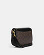 COACH®,MORGAN SADDLE BAG IN COLORBLOCK SIGNATURE CANVAS WITH RIVETS,Medium,Gold/Brown Black Multi,Angle View
