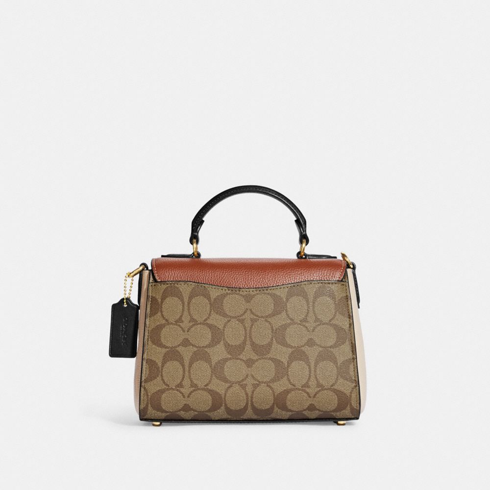 Coach Tri Color Signature Coated Canvas and Leather Sierra Top Handle Bag  Coach