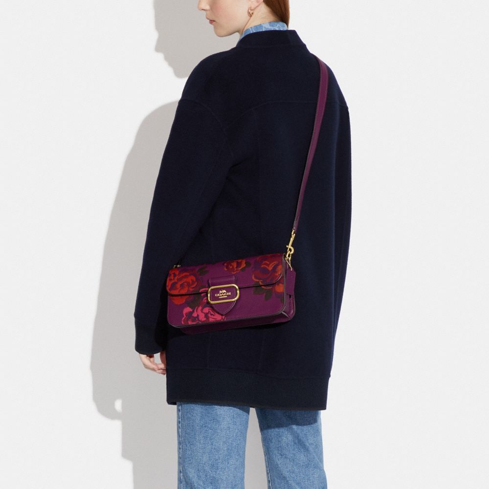 COACH®  Morgan Shoulder Bag In Signature Canvas With Floral Applique