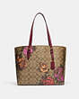 COACH®,MOLLIE TOTE IN SIGNATURE CANVAS WITH JUMBO FLORAL PRINT,Signature Coated Canvas,X-Large,Gold/Khaki Multi,Front View