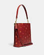 COACH®,MOLLIE BUCKET BAG WITH PEONY PRINT,Leather,Medium,Gold/Red Apple Multi,Angle View