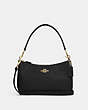 COACH®,CLARA SHOULDER BAG,Crossgrain Leather,Medium,Gold/Black,Front View