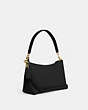 COACH®,CLARA SHOULDER BAG,Crossgrain Leather,Medium,Gold/Black,Angle View