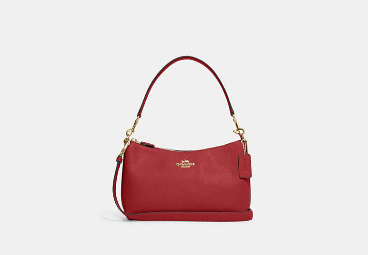 COACH®,CLARA SHOULDER BAG,Crossgrain Leather,Medium,Gold/1941 Red,Front View