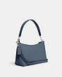 COACH®,CLARA SHOULDER BAG,Crossgrain Leather,Medium,Silver/Light Mist,Angle View