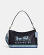 COACH®,CLARA SHOULDER BAG WITH HORSE AND CARRIAGE,Refined Pebble Leather,Medium,Silver/Midnight Navy Multi,Front View