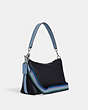 COACH®,CLARA SHOULDER BAG WITH HORSE AND CARRIAGE,Refined Pebble Leather,Medium,Silver/Midnight Navy Multi,Angle View