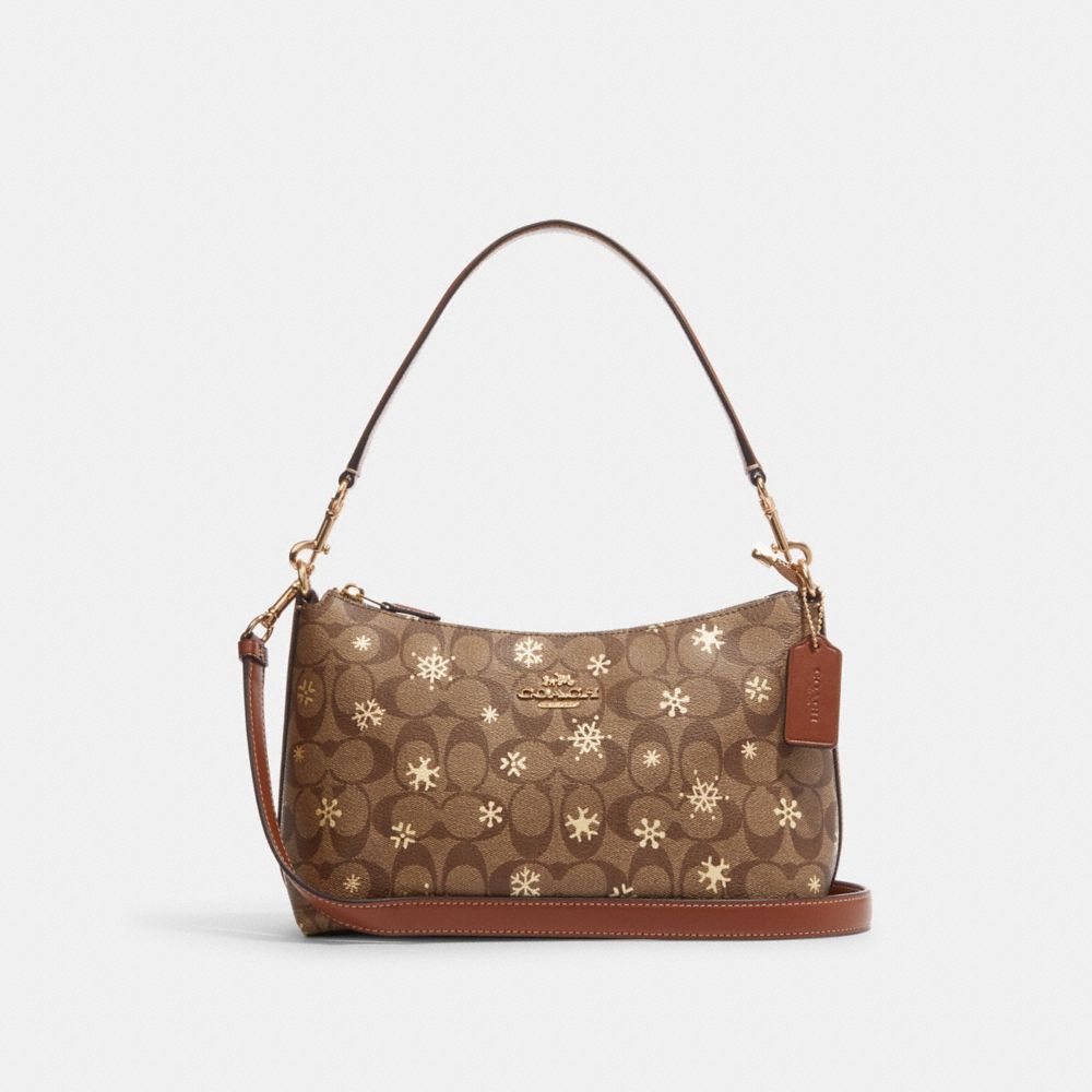 Clara Shoulder Bag In Signature Canvas With Snowflake Print