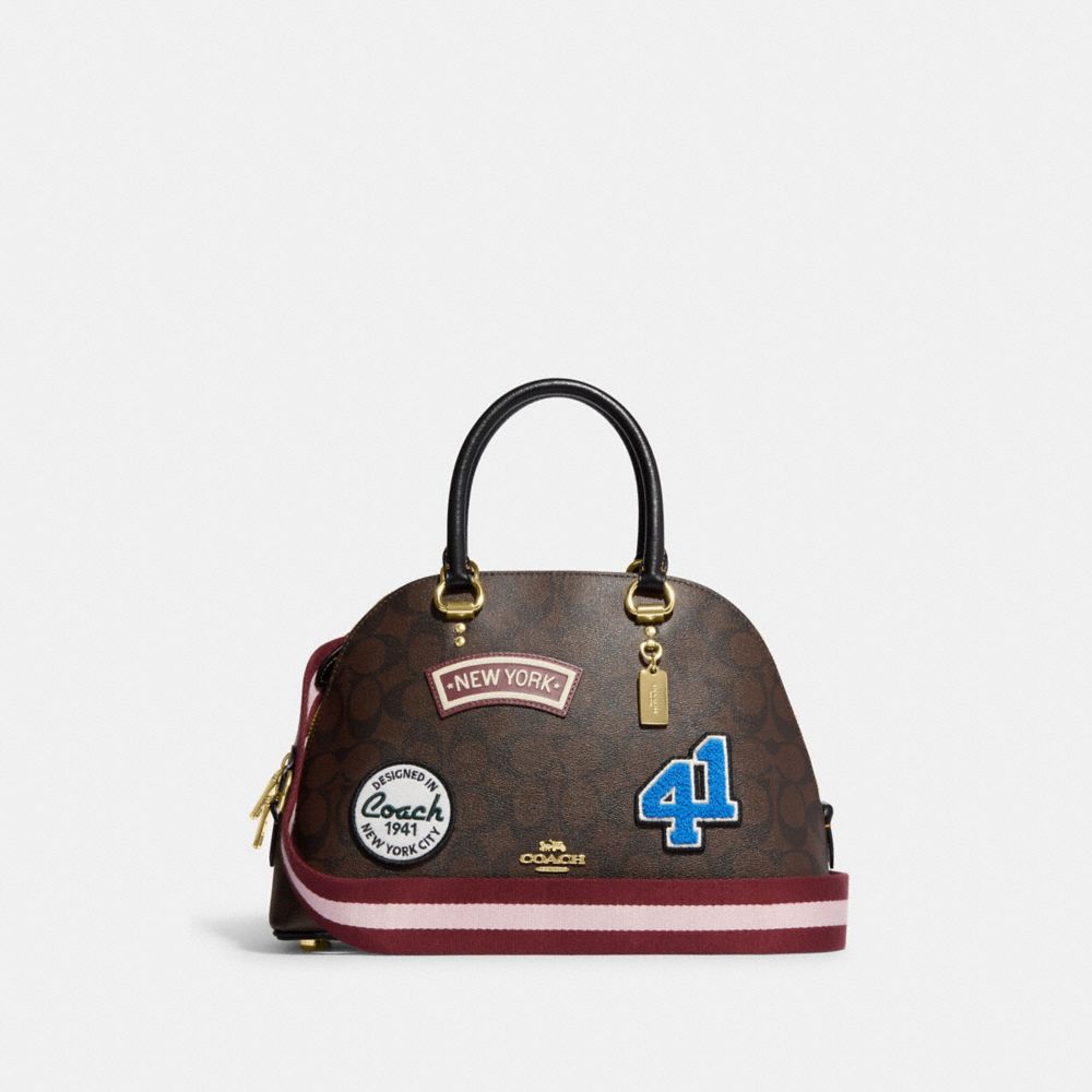 Coach Katy Satchel In Signature Canvas With Ski Patches CE594 