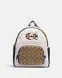 COACH®,COURT BACKPACK WITH SIGNATURE CANVAS DETAIL AND COACH STAMP,Large,Gold/Khaki Chalk Multi,Front View