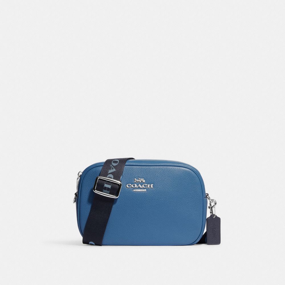 Coach metallic 2025 blue camera bag