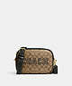 COACH®,JAMIE CAMERA BAG IN SIGNATURE CANVAS WITH VARSITY MOTIF,Gold/Khaki/Amazon Green,Front View