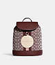 COACH®,DEMPSEY DRAWSTRING BACKPACK IN SIGNATURE JACQUARD WITH STRIPE AND COACH PATCH,Jacquard,Large,Gold/Wine Multi,Front View