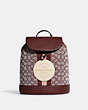 COACH®,DEMPSEY DRAWSTRING BACKPACK IN SIGNATURE JACQUARD WITH STRIPE AND COACH PATCH,Jacquard,Large,Gold/Wine Multi,Front View