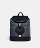 COACH®,DEMPSEY DRAWSTRING BACKPACK IN SIGNATURE JACQUARD WITH STRIPE AND COACH PATCH,Jacquard,Large,Silver/Denim/Midnight Navy Multi,Front View