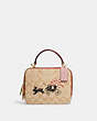 COACH®,LUNAR NEW YEAR BOX CROSSBODY IN SIGNATURE CANVAS WITH RABBIT AND CARRIAGE,Gold/Light Khaki Multi,Front View