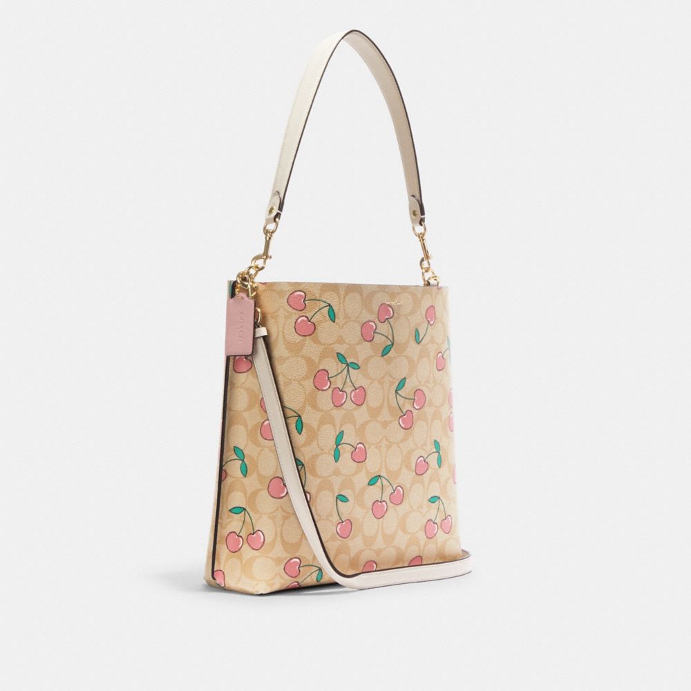 Coach Beige Cherry Print Signature Coated Canvas and Leather Heart