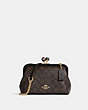 COACH®,NORA KISSLOCK CROSSBODY IN SIGNATURE CANVAS WITH GLITTER,Small,Gold/Brown Black Multi,Front View