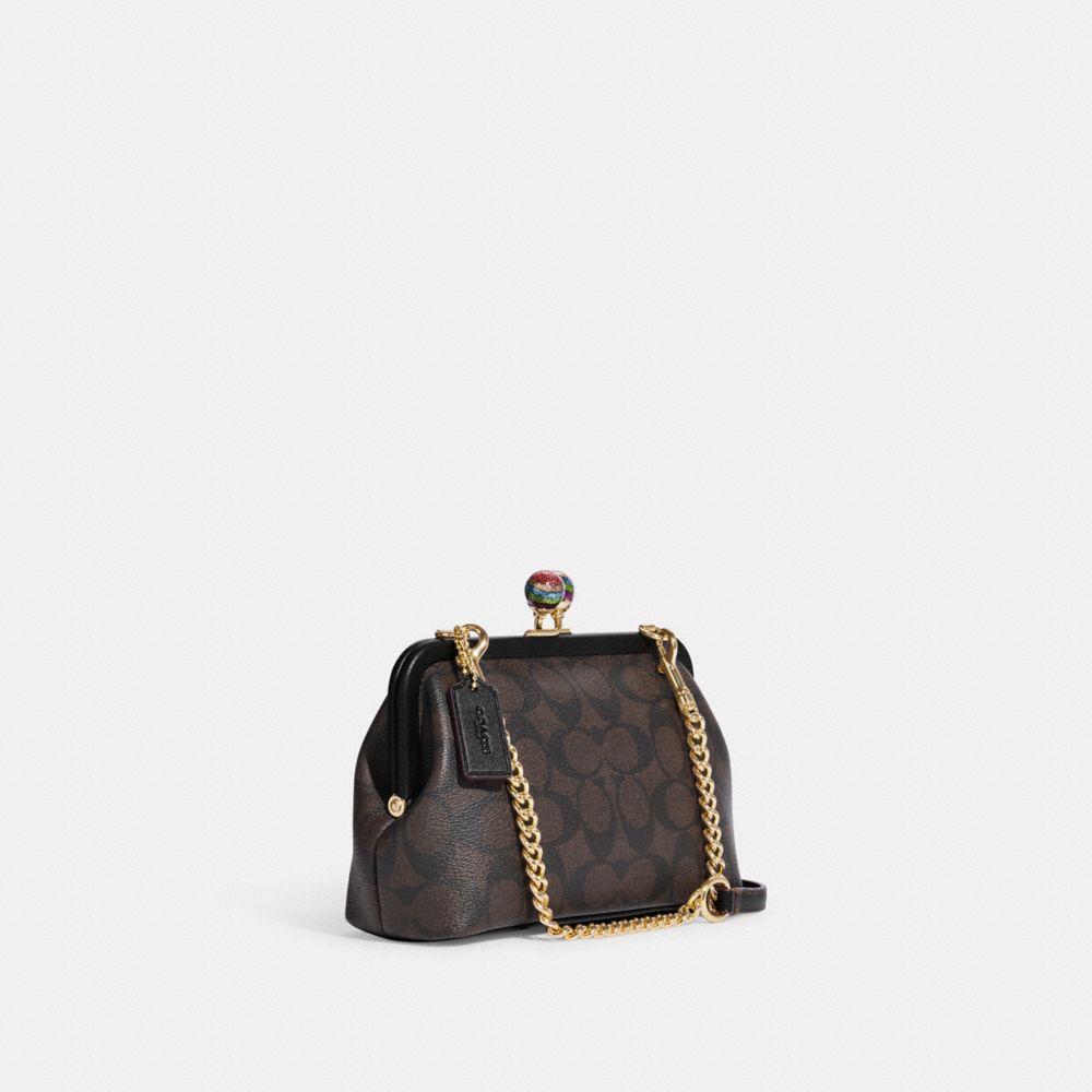 COACH® | Nora Kisslock Crossbody In Signature Canvas With Glitter