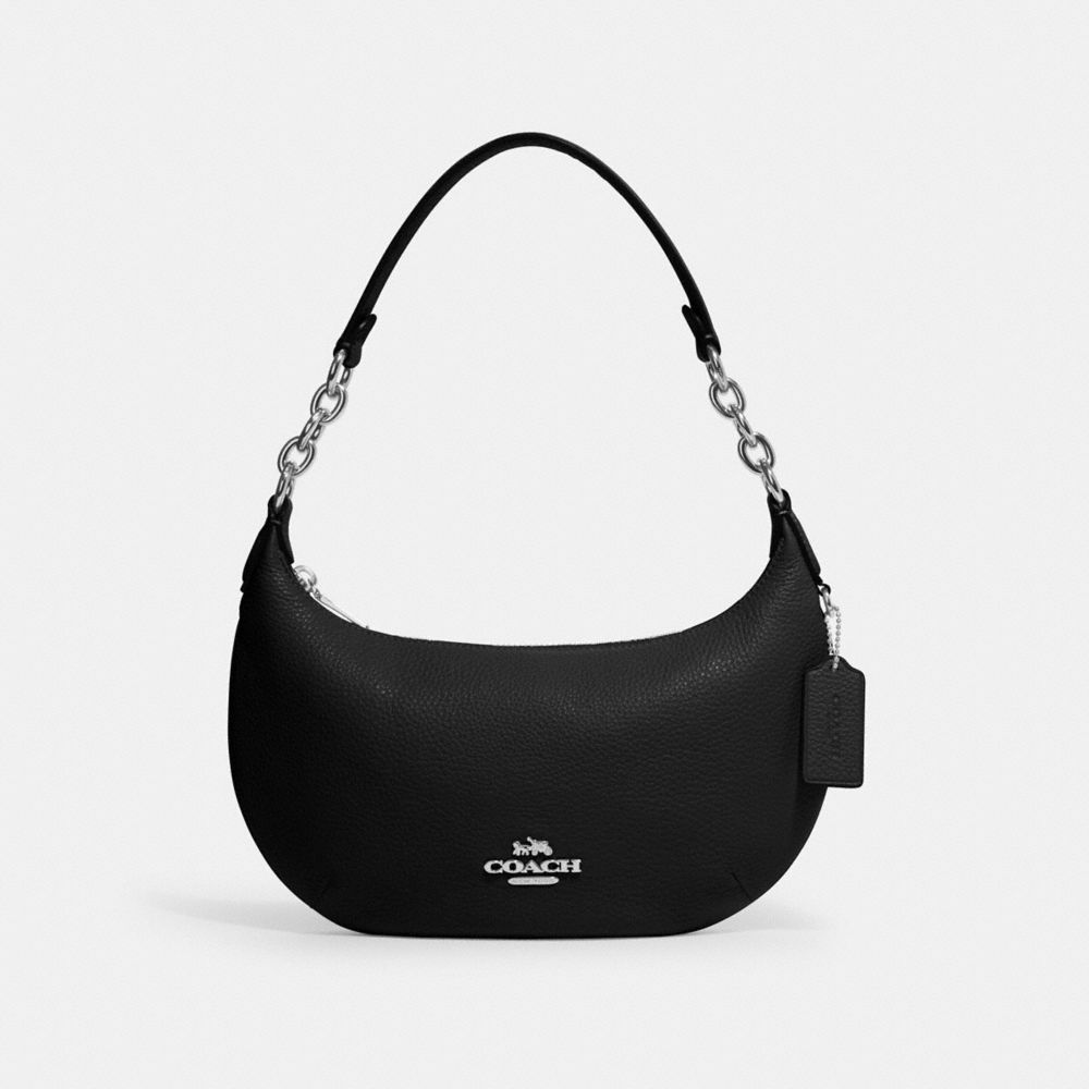 COACH®,PAYTON HOBO BAG,Pebbled Leather,Mini,Silver/Black,Front View