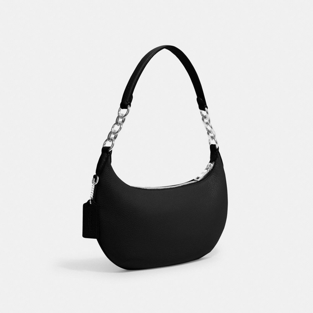 COACH®,PAYTON HOBO BAG,Pebbled Leather,Mini,Silver/Black,Angle View