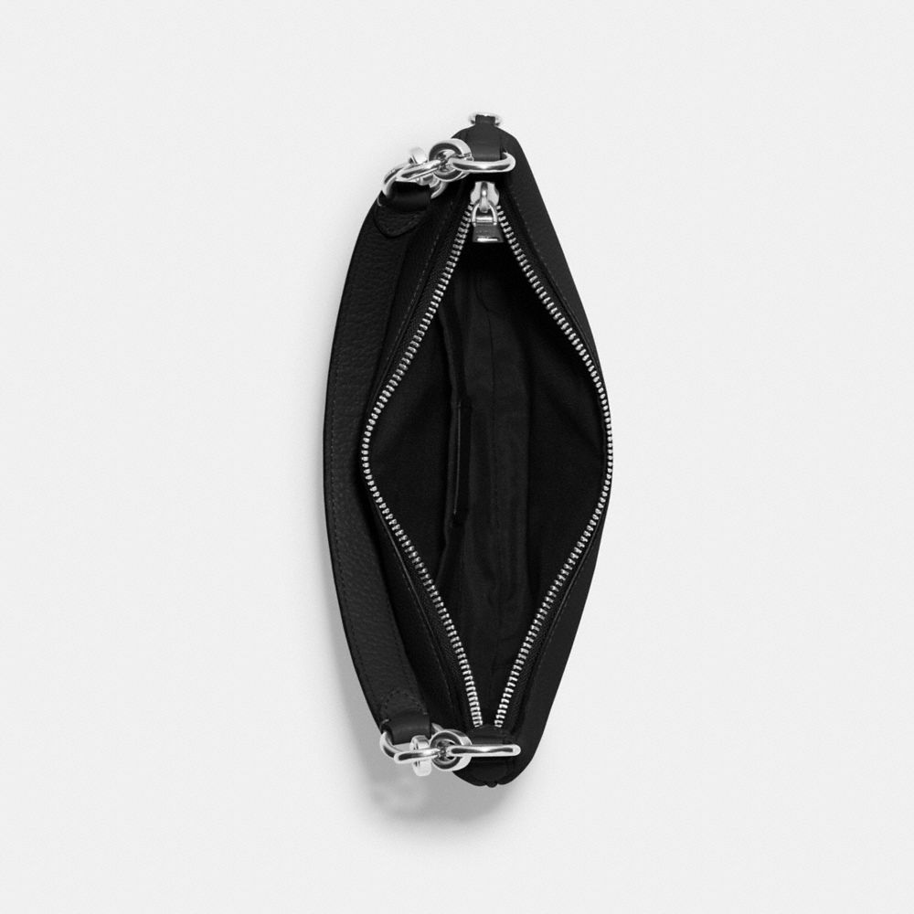 COACH®,Payton Hobo Bag,Leather,Shoulder Bag,Chain Detail,Silver Metal,Day Party,Black,Inside View,Top View