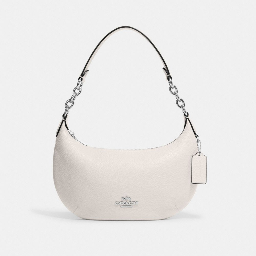 COACH®,PAYTON HOBO BAG,Pebbled Leather,Mini,Silver/Chalk,Front View