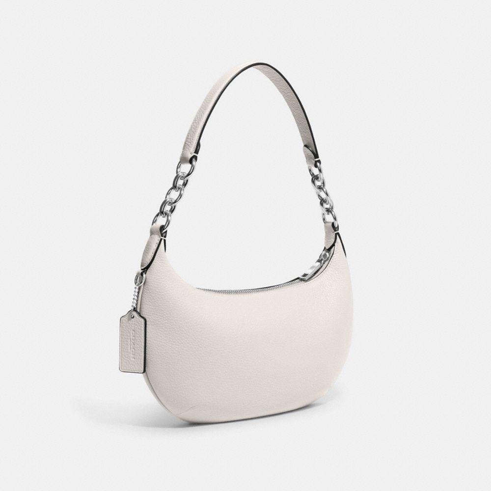 COACH®,PAYTON HOBO BAG,Pebbled Leather,Mini,Silver/Chalk,Angle View